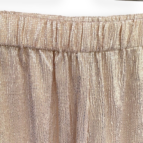 Alice and Olivia Pants Wide Leg Metallic Gold Pleated Cropped Ankle Pants - Picture 11 of 13